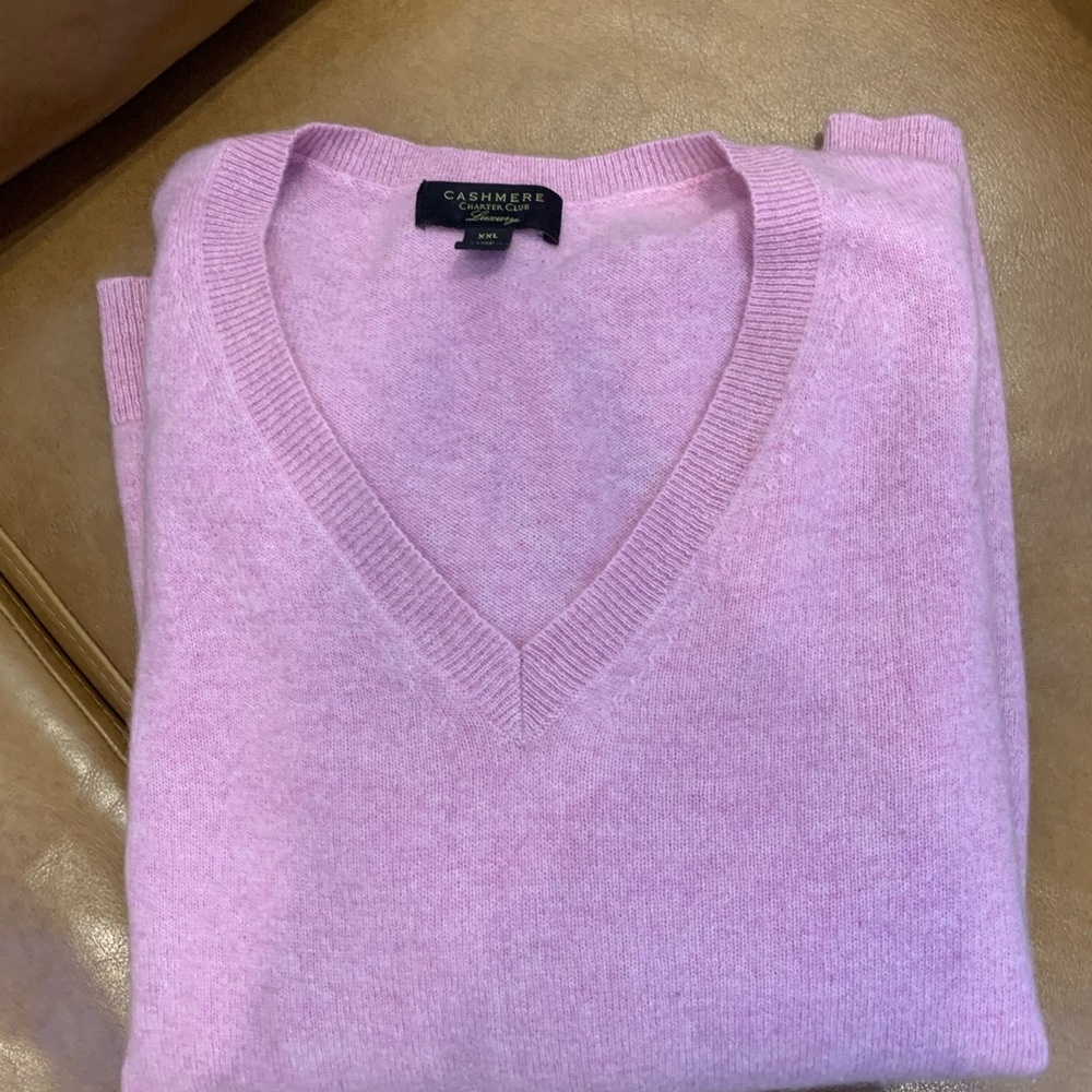 Lovely Pink Cashmere V-neck sweater XXL